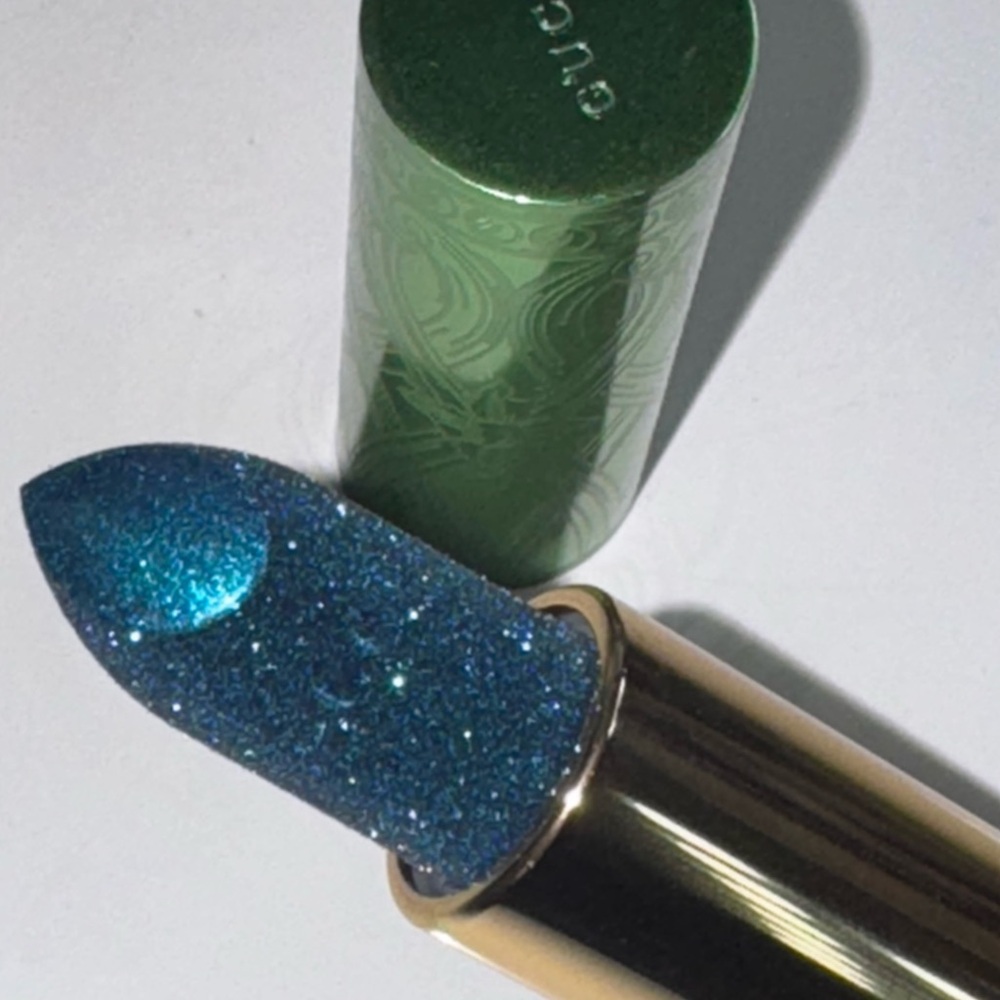 Gucci Rouge à Lèvres Lunaison glitter lipstick in FAY Turquoise RARE new